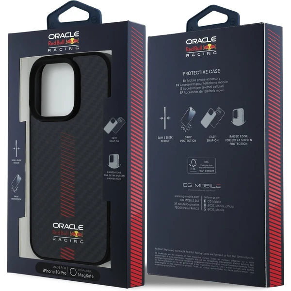 Oracle Red Bull Racing Carbon Powerbar MagSafe kryt iPhone 16 Pre čierny - Puzdra - Obrázok 90dd0a40702649358fbf992bf627f83d
