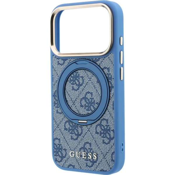 Guess PU 4G Ring Stand MagSafe Zadný kryt pre iPhone 18 Pro Blue - Puzdra - Obrázok 90f93103ac7b41f29955386c11c341f6