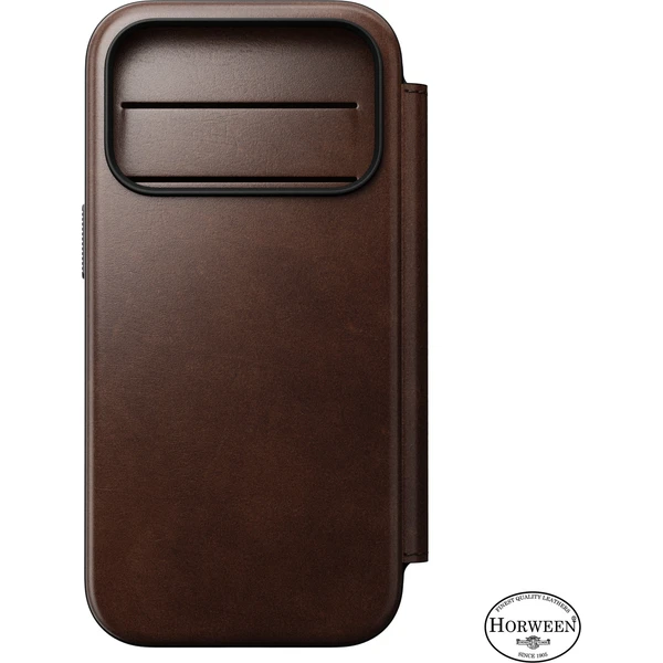 Nomad Modern Leather Folio (Horween) MagSafe kožené puzdro iPhone 18 Pro Rustic Brown - Puzdra - Obrázok 91409c7eecaa4f96924c39e3db64fa11