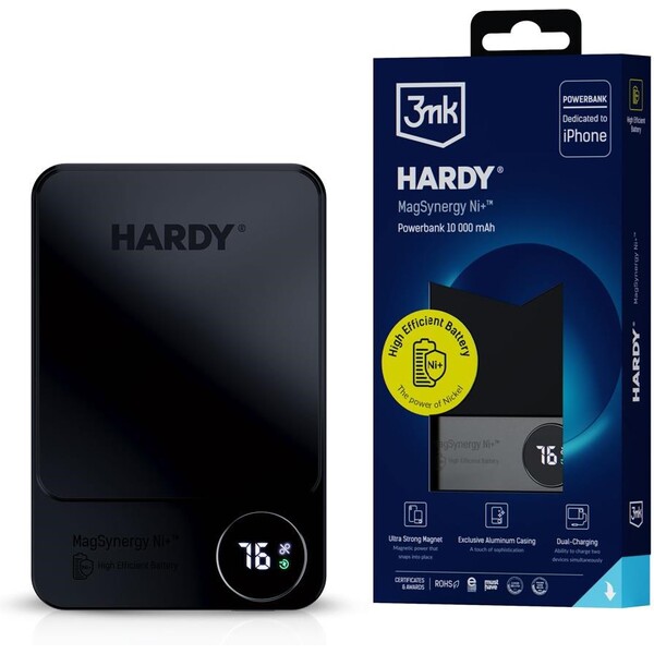 3mk Hardy MagSynergy Ni+ powerbanka 10000mAh čierna