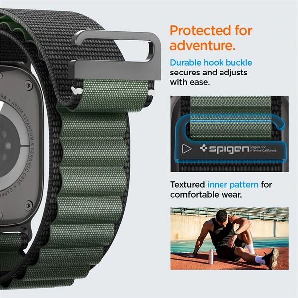 Spigen Fabric Band (hook) remienok Apple Watch 49/46/45/44mm čierny/zelený - Remienky - Obrázok 916256b4213b48ff8c0f7a0e7c42efda