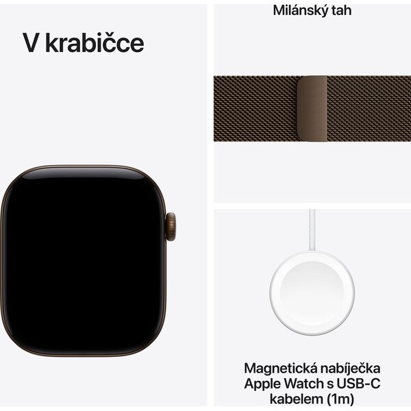 Apple Watch Series 12 Cellular (46mm) Tmavě bronzový hliník s tmavě bronzovým milánským tahem S/M - Inteligentné hodinky - Obrázok 91746127eb6b41f38aca7d9024ff07fc