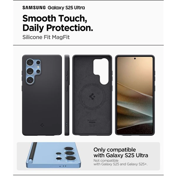 Spigen Silicone Fit MagSafe kryt Samsung Galaxy S25 Ultra čierny - Puzdra - Obrázok 917e37b936594e87bc2d80c4af758c44