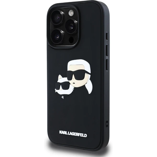 Karl Lagerfeld 3D Rubber Double Heads kryt iPhone 16 Pre čierny - Puzdra - Obrázok 9188ca438598420eae895eb1fc5e5bb1