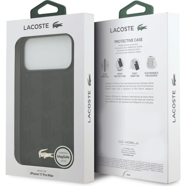 Lacoste PU Nomogram Gold Gold MagSafe kryt iPhone 17 Pro Max čierny - Puzdra - Obrázok 9189c4bc0309461fb593344697c8c88d