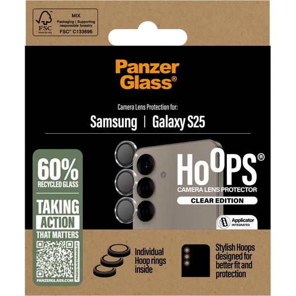 PanzerGlass® Hoops® Samsung Galaxy S25 číre ochranné krúžky pre šošovky fotoaparátu - Ochranné fólie a sklo - Obrázok 91FC000J01