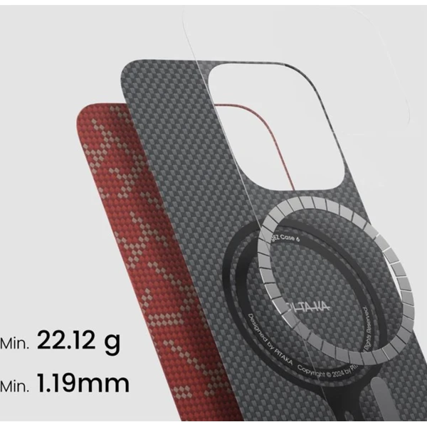 Pitaka Tactile Woven Case kryt iPhone 16 Pro Max PTK Red/Gold - Puzdra - Obrázok 91GF000L01
