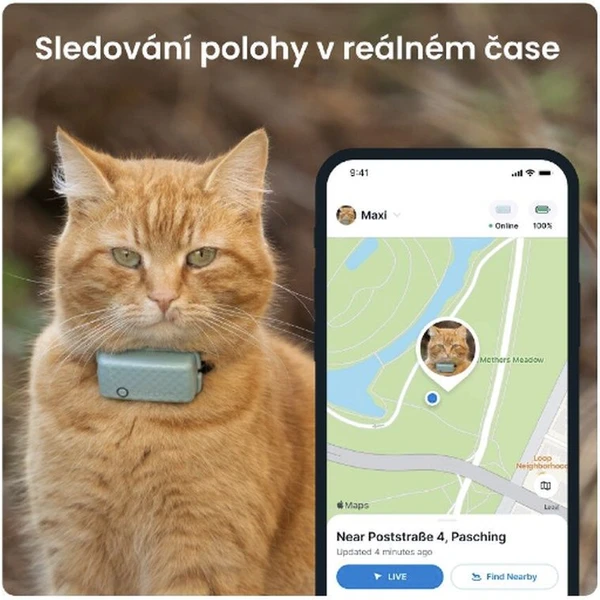 Tractive GPS CAT Mini tracker polohy a aktivity pre mačky mentolový - GPS Moduly - Obrázok 91L5000J01