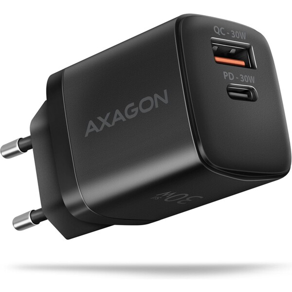 AXAGON ACU-PQ30 nabíjačka do siete 30W USB-A + USB-C čierna