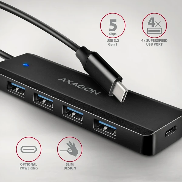 AXAGON HUE-C1C 4v1 USB-C húb - USB huby - Obrázok 91W3000L01