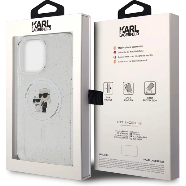 Karl Lagerfeld IML Glitter Karl a Choupette MagSafe kryt iPhone 15 Pre Max číry - Puzdra - Obrázok 91X4000701