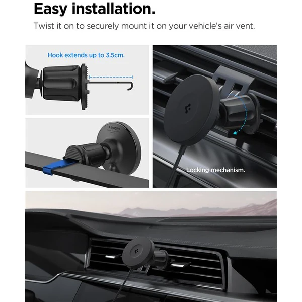 Spigen OneTap Pro 4 Airvent Hook Qi2 MagSafe držiak do mriežky ventilácie s nabíjaním čierny - Držiaky - Obrázok 924d9016dc2d422dab5354a90d07188d