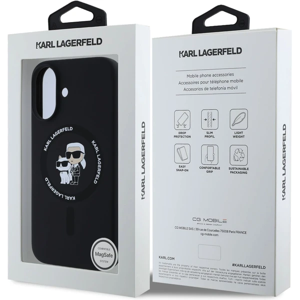 Karl Lagerfeld Liquid Silicone Karl a Choupette MagSafe kryt iPhone 16 čierny - Puzdra - Obrázok 924e9a81b15e402ca78a2d872a112e0c