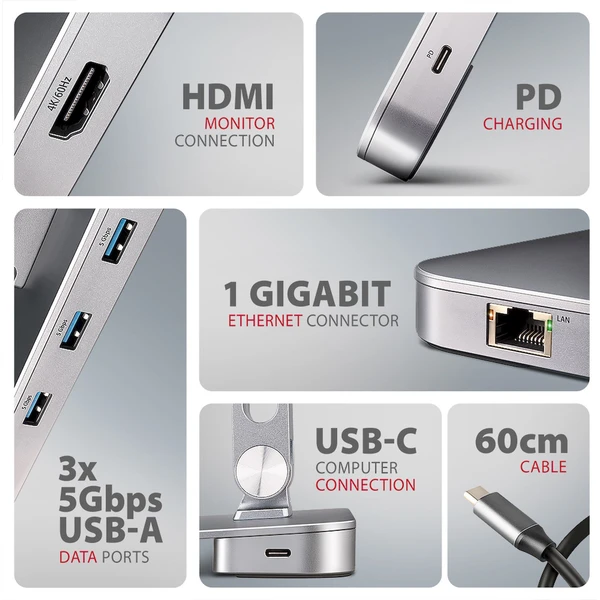 AXAGON HMC-STND 7v1 USB-C húb - Dokovacie stanice - Obrázok 925D000N01