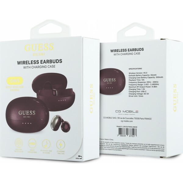 Guess Metallic Finish Classic Logo OWS Bezdrôtová Slúchadlá Burgundy - Slúchadlá - Obrázok 9293b78a75f441af8ac6b47b823acfb8