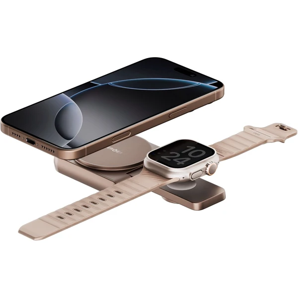 ENERGEA MagDuo 2v1 Foldable (Qi2) MagSafe nabíjačka zlatá - Nabíjačky - Hlavný obrázok