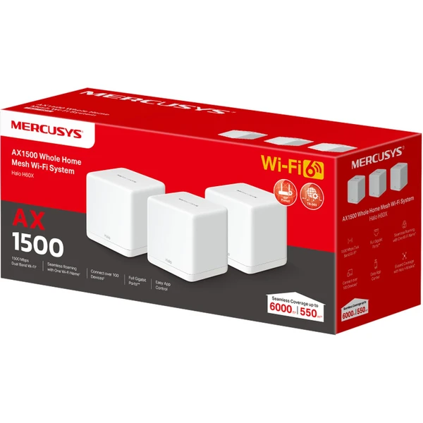 Mercusys Halo H60X mesh systém 3ks biely - Mesh systémy - Obrázok 92N0000P01