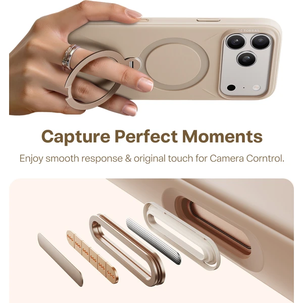 Torras Ostand Q3 Silikónový MagSafe kryt iPhone 17 Pro Max desert gold - Puzdra - Obrázok 92e28c7f1b12435faddd6d021cf5f4cc