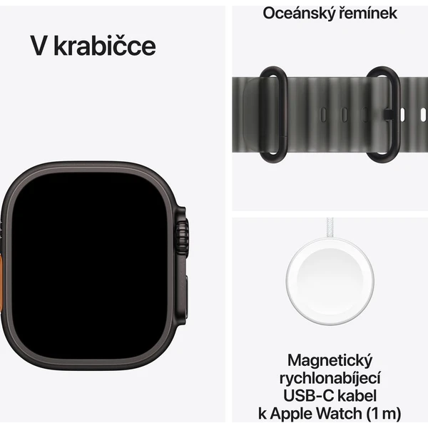 Apple Watch Ultra 4 49mm Přírodní titan s průsvitně černým Oceánským řemínkem - Inteligentné hodinky - Obrázok 92ec8050f62e47a58d16374304c61a6c