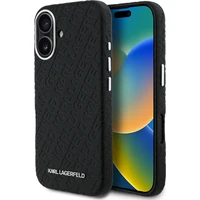 Karl Lagerfeld Grained PU Repeated Logo MagSafe kryt iPhone 16 čierny - Puzdra