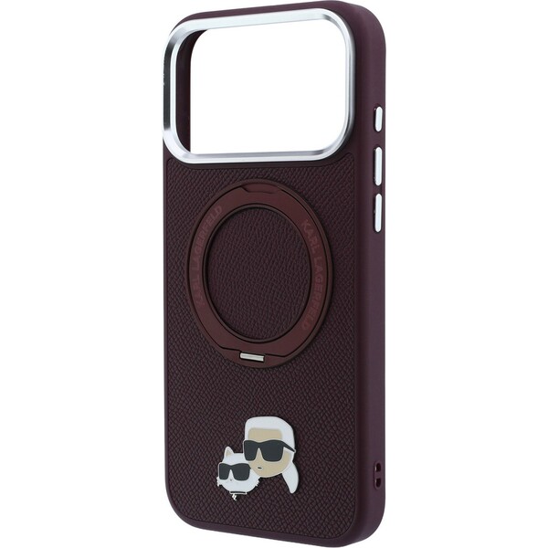 Karl Lagerfeld PU Grained K&CH Heads Ring Stand Magsafe kryt iPhone 18 Pro Max vínový - Puzdra - Obrázok 9340bf1a91aa4e84b4ef9d2cd1085d70