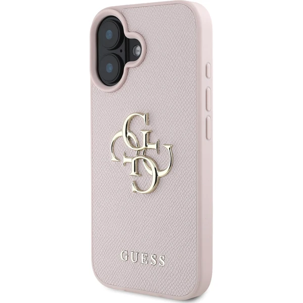 Guess PU Grained 4G Metal Logo kryt iPhone 16 ružový - Puzdra - Obrázok 9351e7ed51774ebfb0d338d85e2f049f