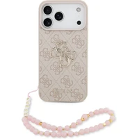 Guess PU 4G Metal Logo Strap kryt iPhone 17 Pro Max ružový - Puzdra