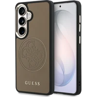 Guess PU perforovaný 4G logo magnetický kryt Samsung Galaxy S26 hnedý - Puzdra