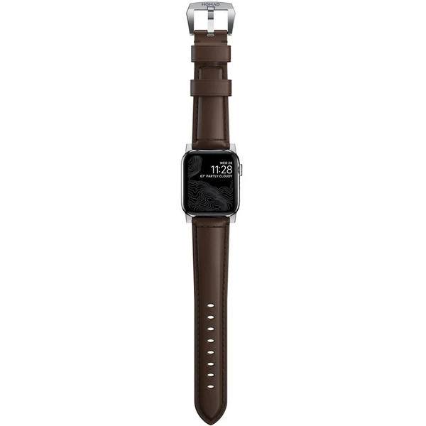 Nomad Traditional kožený remienok Apple Watch Ultra (49mm) 8/7 (45mm)/6/SE/5/4 hnedý/strieborné prac - Remienky - Obrázok 937abfe70d704bf78442f0a67d72b24b