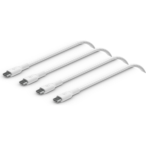Belkin BOOST CHARGE Braided USB-C/USB-C kábel, 2m, biely (2 ks)
