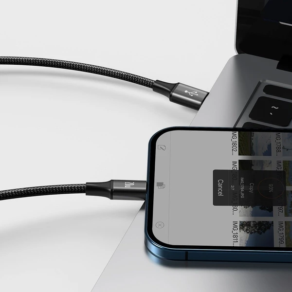 Baseus Dátový kábel Rapid 3v1 USB-C/microUSB, Lightning, USB-C 1,5m PD 20W čierny - Káble - Obrázok 93PB000N01