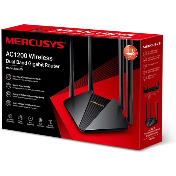 Mercusys MR30G Wi-Fi 5 router čierny - Wi-Fi routery - Obrázok 93R7300401