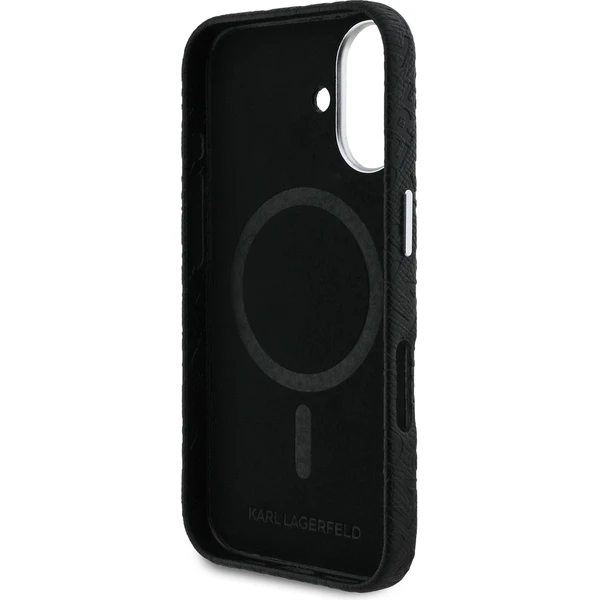 Karl Lagerfeld Grained PU Repeated Logo MagSafe kryt iPhone 16 čierny - Puzdra - Obrázok 9400106215cf418cb646b525fda4f0e4