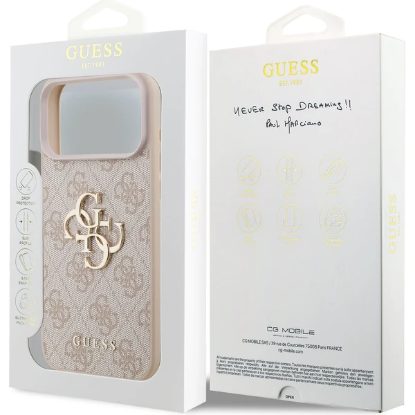 Guess PU 4G Metal Logo kryt iPhone 17 Pro Max ružový - Puzdra - Obrázok 94182c9218a44c5f88b914637a8ea86e