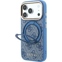 Guess PU 4G Ring Stand MagSafe kryt iPhone 18 Pro modrý - Puzdra