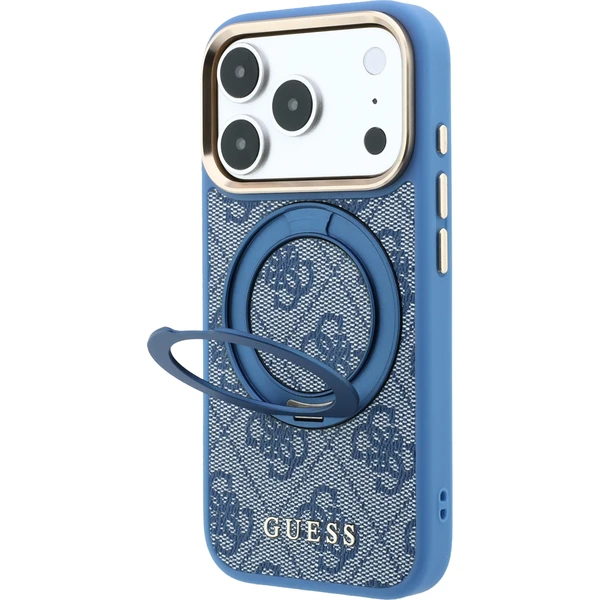 Guess PU 4G Ring Stand MagSafe Zadný kryt pre iPhone 18 Pro Blue - Puzdra - Obrázok 942d05480743414dacb87e616bbe91e6