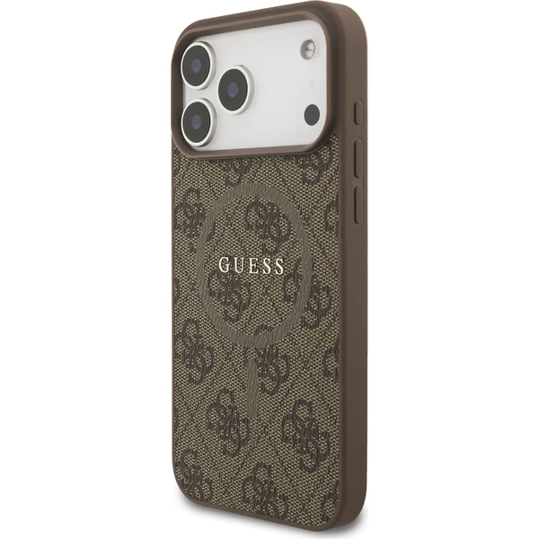 Guess PU Leather 4G Colored Ring MagSafe Zadný Kryt pre iPhone 17 Pro Max hnedý - Puzdra - Obrázok 9437e22e20d24a7da760b9d5e101bf32
