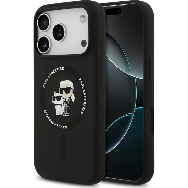 Karl Lagerfeld Liquid Silicone Karl and Choupette MagSafe kryt iPhone 18 Pro Max černý - Puzdra - Hlavný obrázok