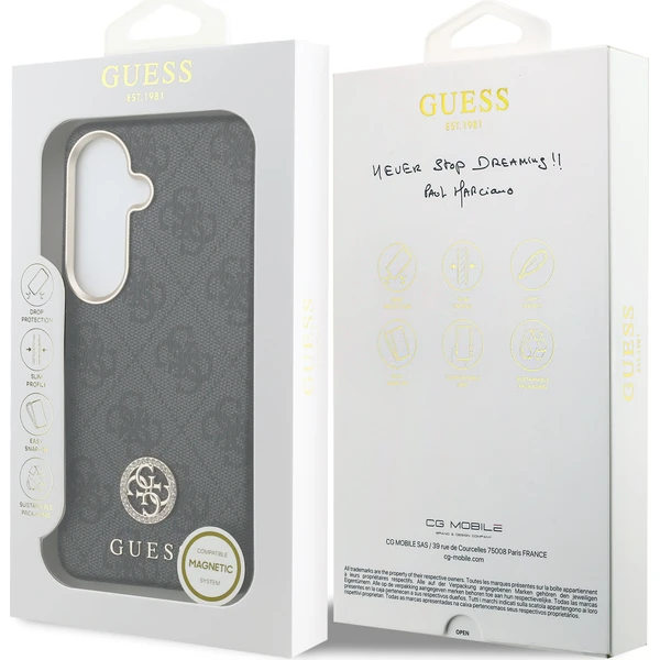 Guess PU Koža 4G Strass Logo Zlatý Rám Magnetický kryt Samsung Galaxy S26 čierny - Puzdra - Obrázok 94929196f6fb44b3ac0c11b0114067a2