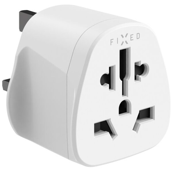 E-shop FIXED UK adaptér pre zapojenie UK, US, AUS nabíjačiek do UK zásuviek biely