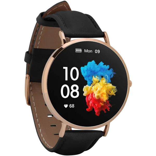 Garett Smartwatch Verona zlatá, čierna koža - Inteligentné hodinky - Obrázok 94O4000O01