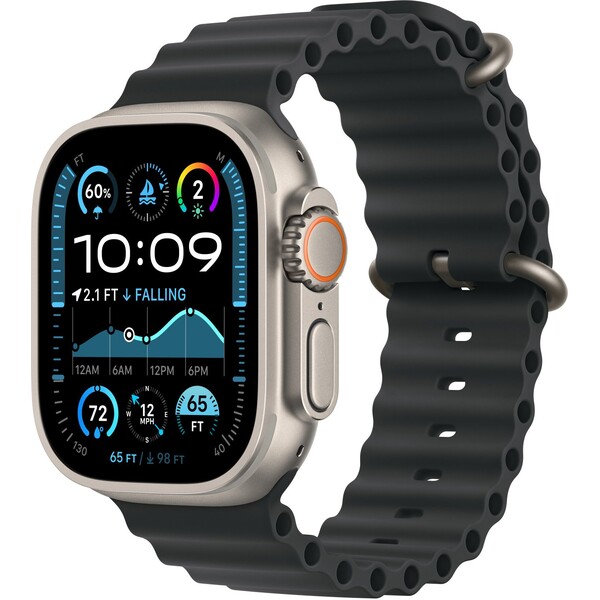 Apple Watch 49/46/45/44mm predĺženie čierneho oceánskeho remienka s prírodným titánom
