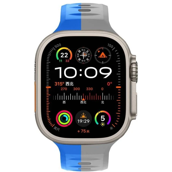 CubeNest Premium Silicon Band remienok Apple Watch 42-49 mm sivý/modrý - Remienky - Obrázok 94UD000O01