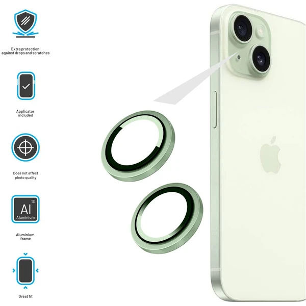 FIXED Camera Glass ochranné sklá Apple iPhone 15/15 Plus svetlo zelená - Ochranné fólie a sklo - Obrázok 94Y3000P01