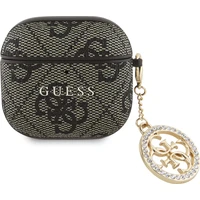 Guess 4G Script PC/PU Charm puzdro AirPods 4 hnedé - Puzdra