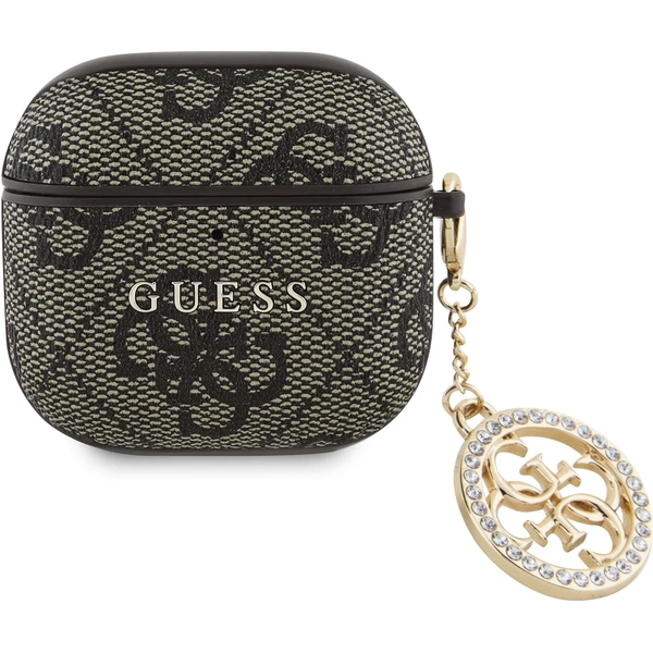 Guess 4G Script PC/PU Charm puzdro AirPods 4 hnedé - Puzdra - Hlavný obrázok