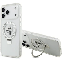Karl Lagerfeld Ringstand Karl a Choupette MagSafe kryt iPhone 17 Pro Max biely - Puzdra