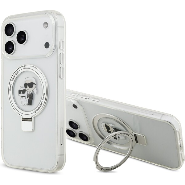 E-shop Karl Lagerfeld Ringstand Karl a Choupette MagSafe kryt iPhone 17 Pro Max biely