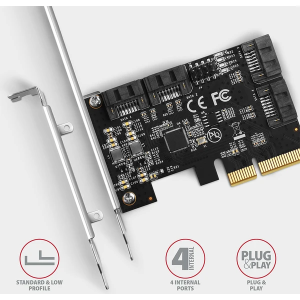 AXAGON PCES-SJ2 PCIe radič 2x interný SATA 6G port - Radiče - Obrázok 95O0000J01