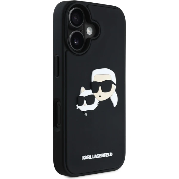 Karl Lagerfeld 3D Rubber Double Heads kryt iPhone 16 čierny - Puzdra - Obrázok 95bd00254dd44e9eb1520f341070b007
